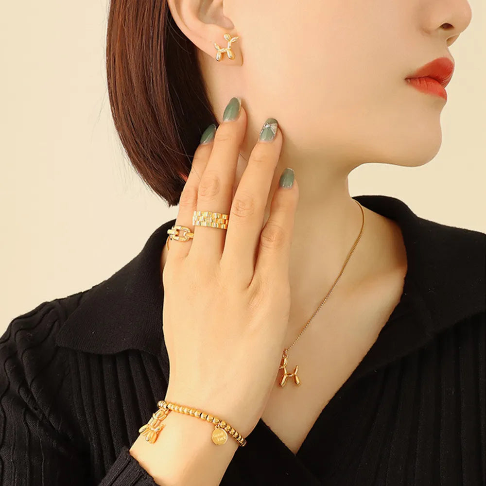 Imported Titanium Steel Puppy Shape Stud Earrings