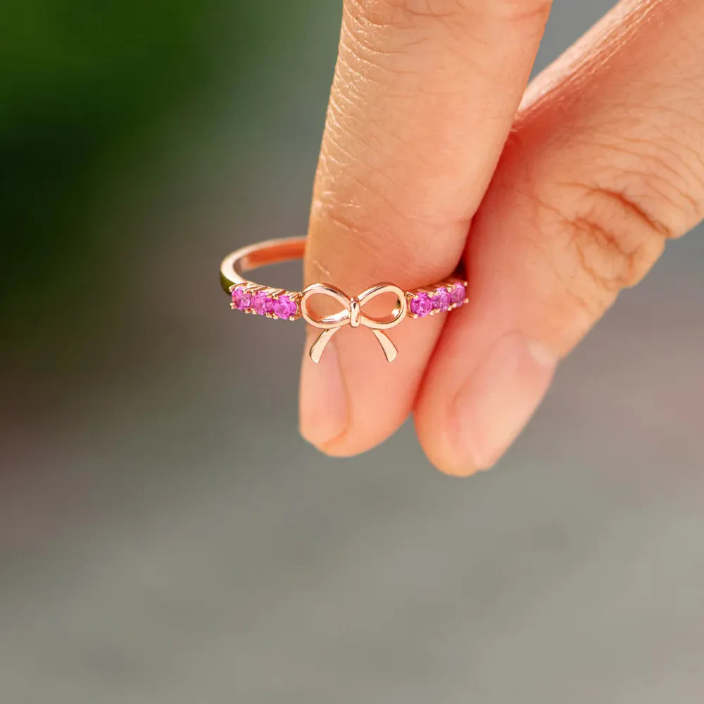Rose Gold Bow-Knot Sparkle Ring
