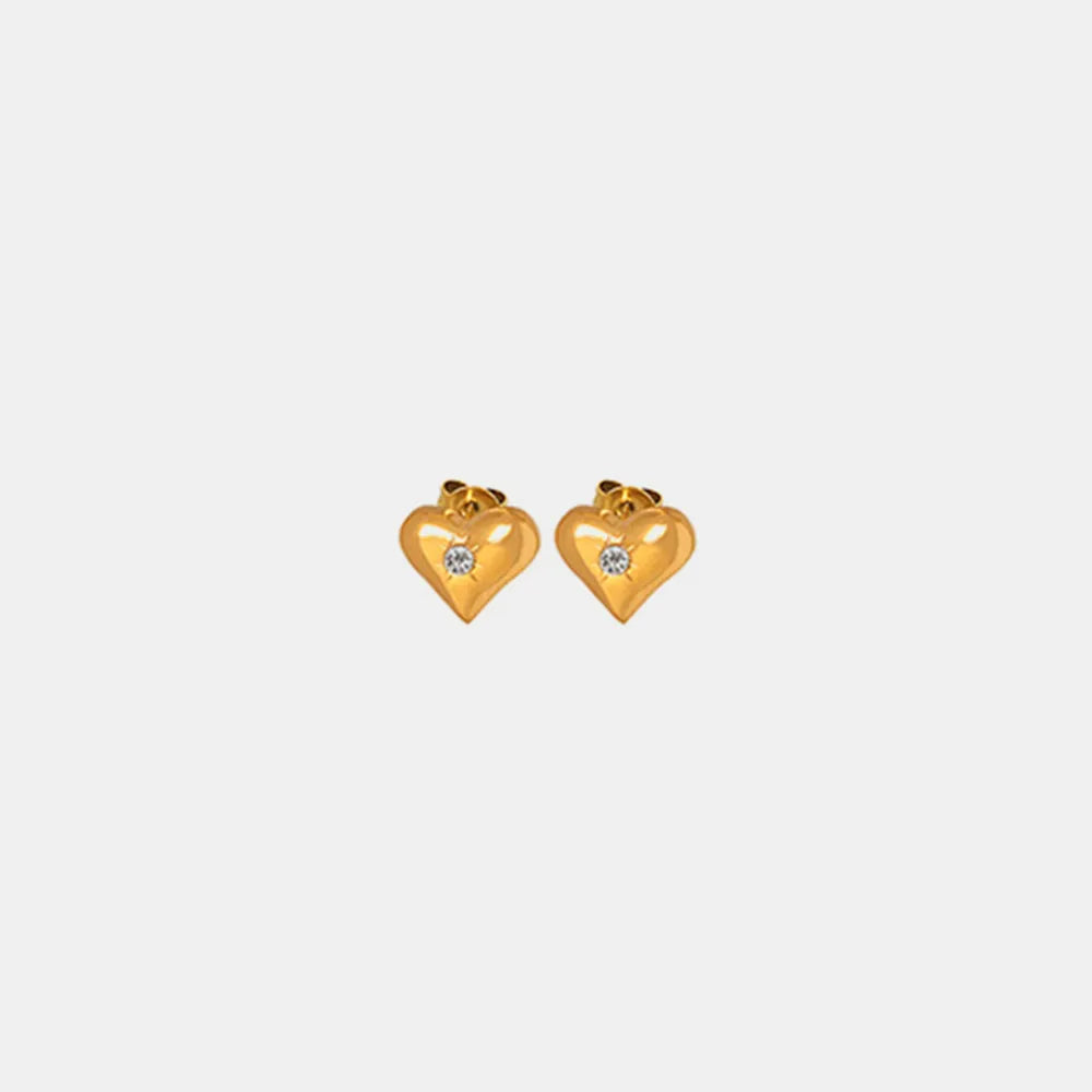 Sparkling Heart-shaped Zircon Stud Earrings