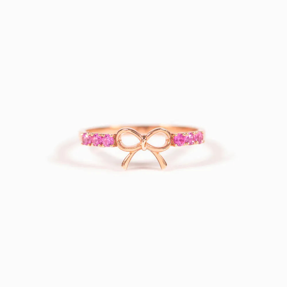 Rose Gold Bow-Knot Sparkle Ring