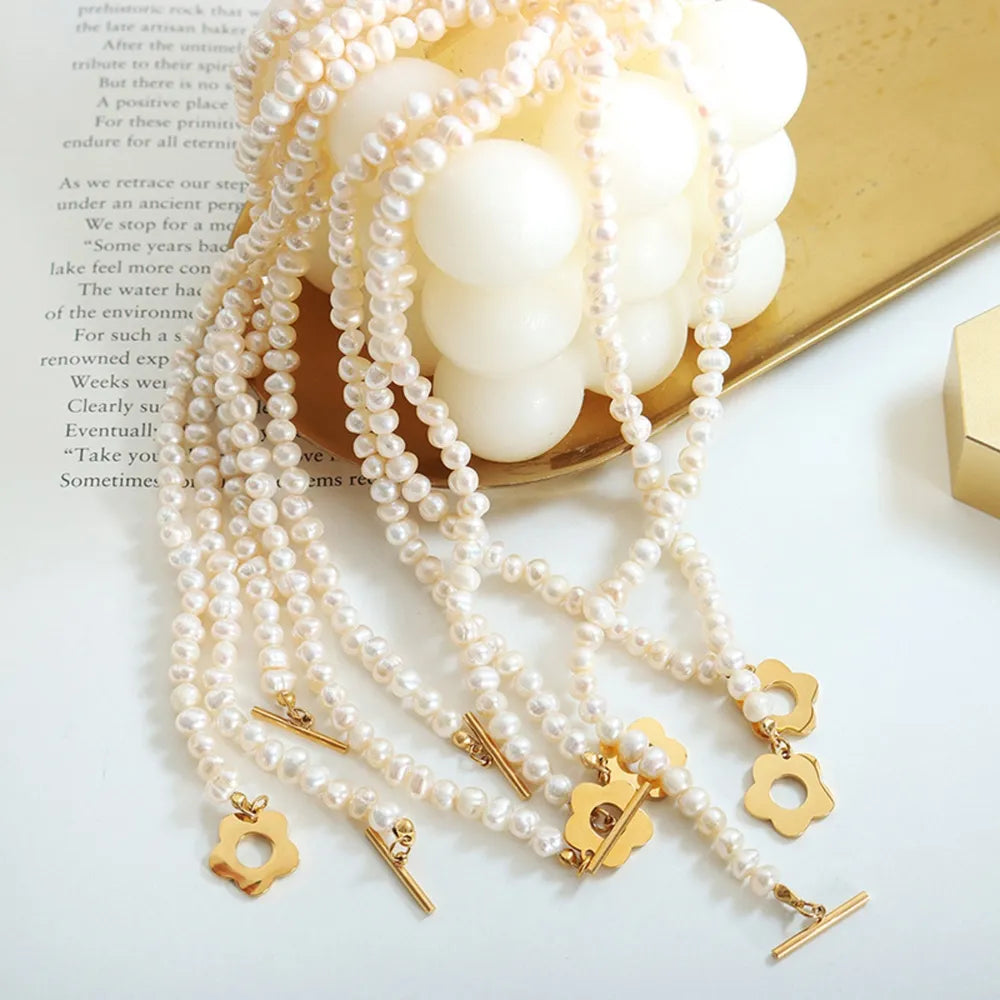 Elegant Freshwater Pearl Flower Necklace