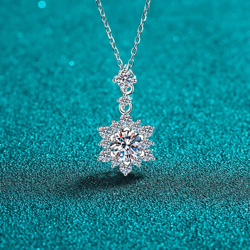 Shining Blue Gem Silver Necklace