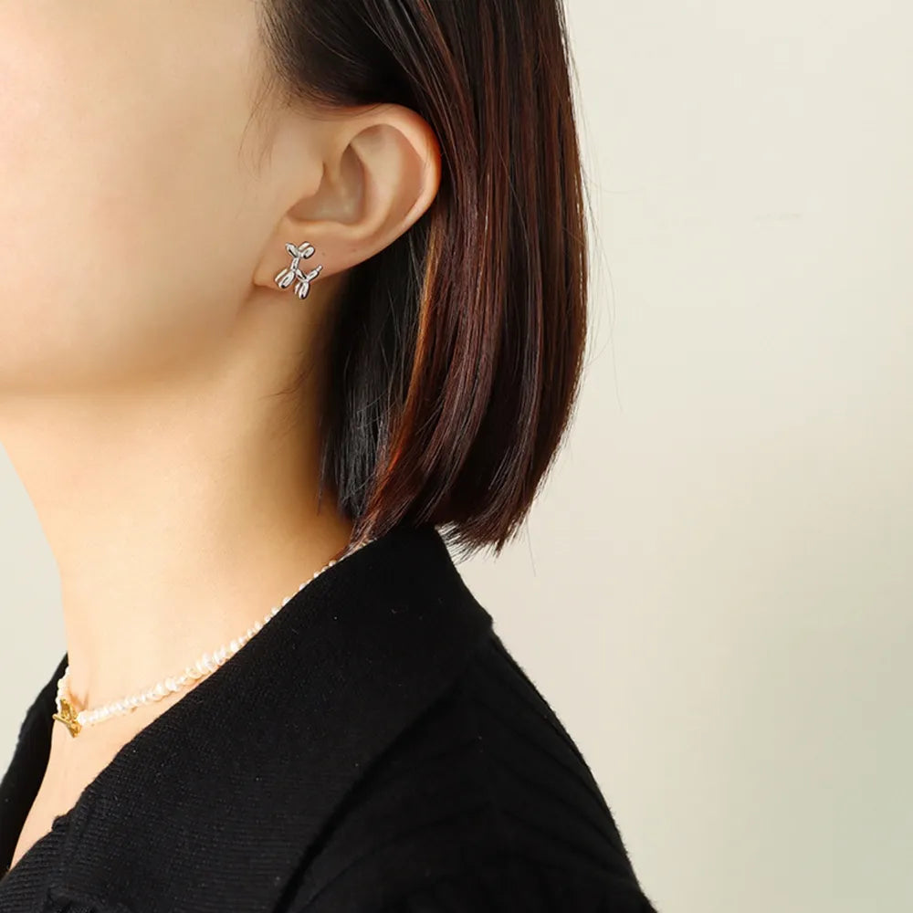 Imported Titanium Steel Puppy Shape Stud Earrings
