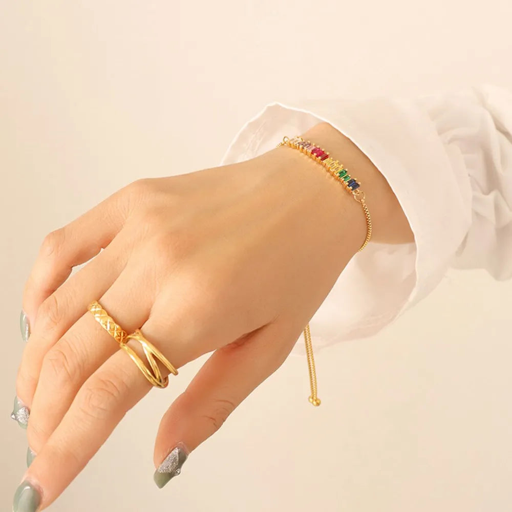 Rainbow Zircon Titanium Steel Bracelet