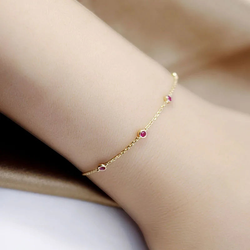 925 Sterling Silver Red Cubic Zirconia Charming Bracelet