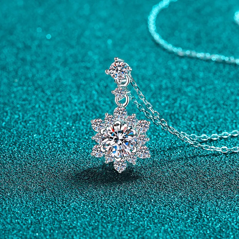 Shining Blue Gem Silver Necklace