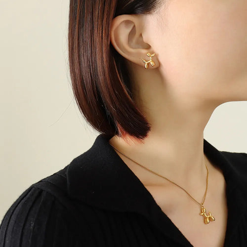 Imported Titanium Steel Puppy Shape Stud Earrings