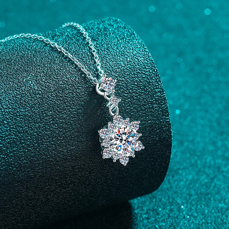 Shining Blue Gem Silver Necklace