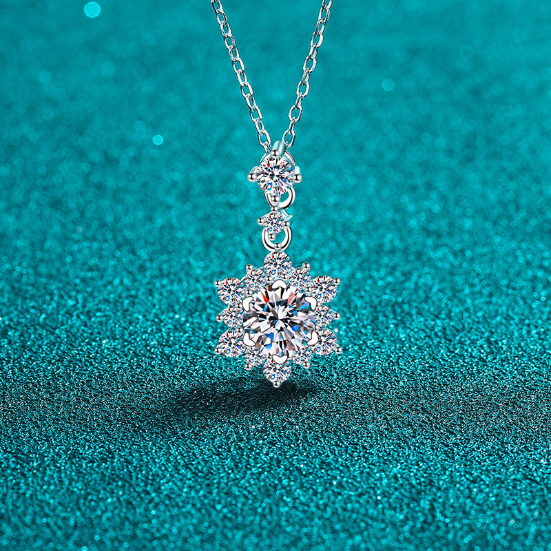 Shining Blue Gem Silver Necklace