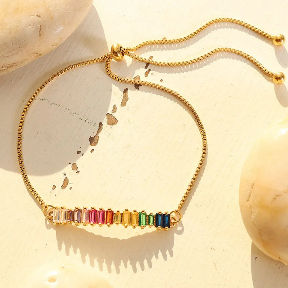 Rainbow Zircon Titanium Steel Bracelet