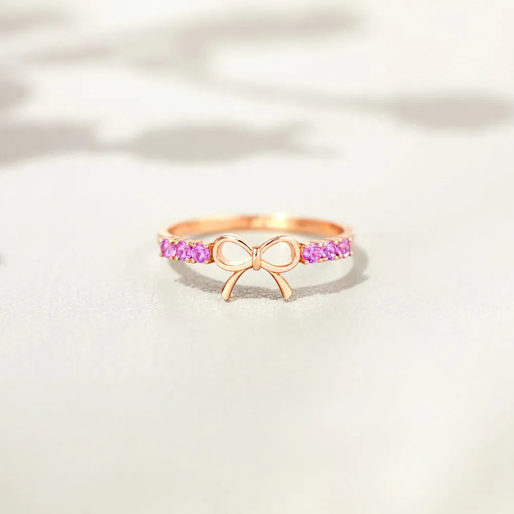 Rose Gold Bow-Knot Sparkle Ring