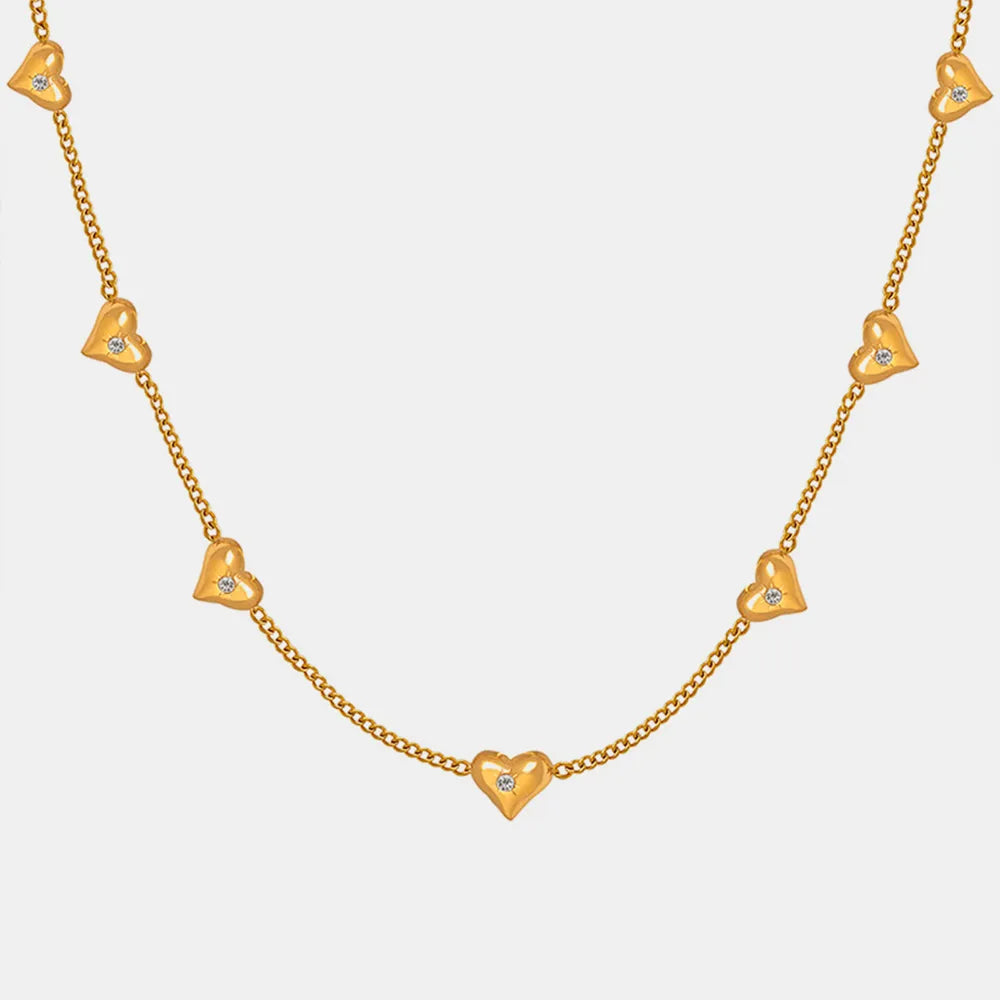 Titanium Steel Zircon Heart Collarbone Necklace