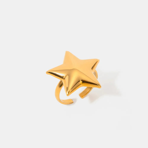 Gold Plated Stainless Steel Star - Shaped Ring