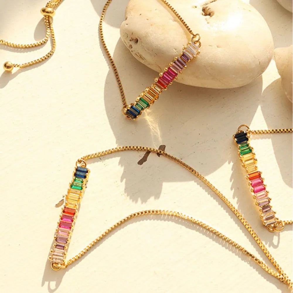 Rainbow Zircon Titanium Steel Bracelet