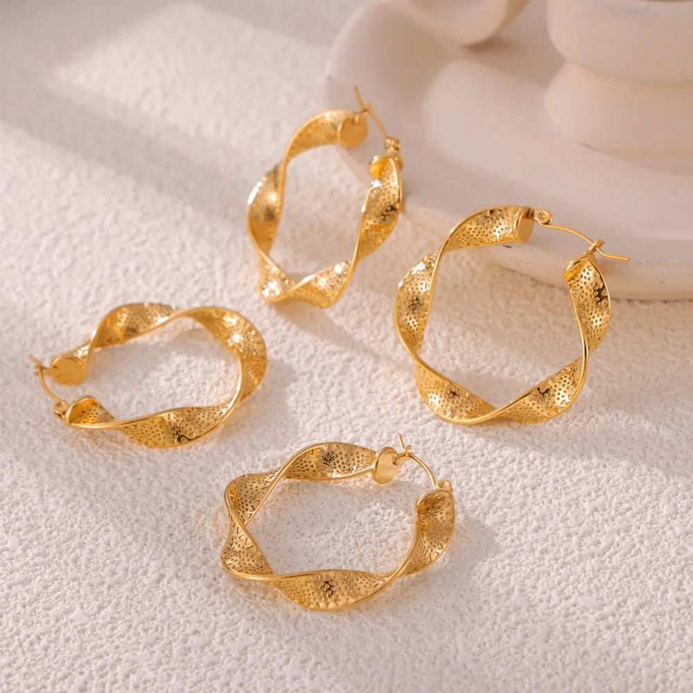 Leisure - style Titanium Steel Twisted Earrings