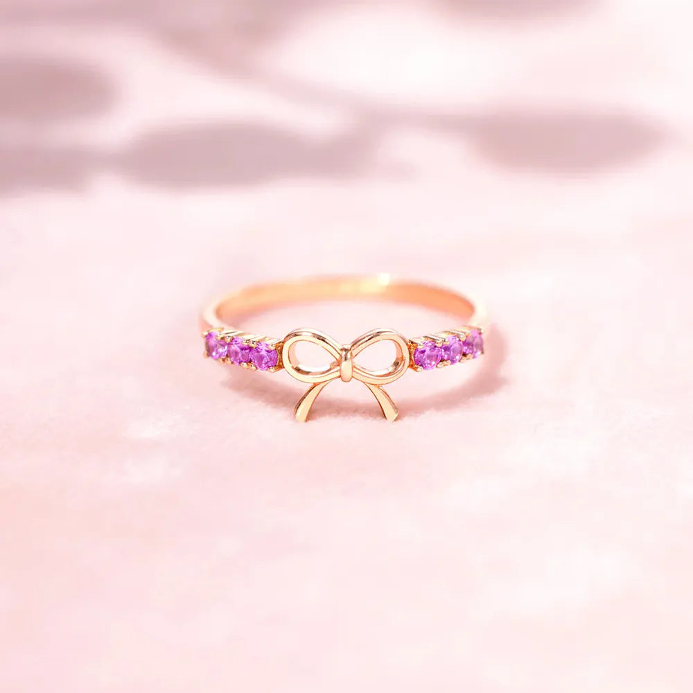 Rose Gold Bow-Knot Sparkle Ring
