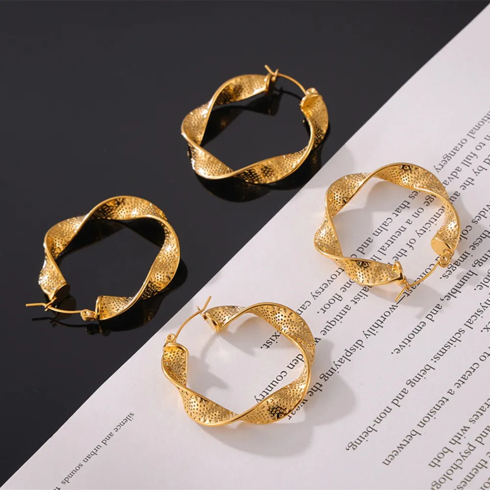 Leisure - style Titanium Steel Twisted Earrings