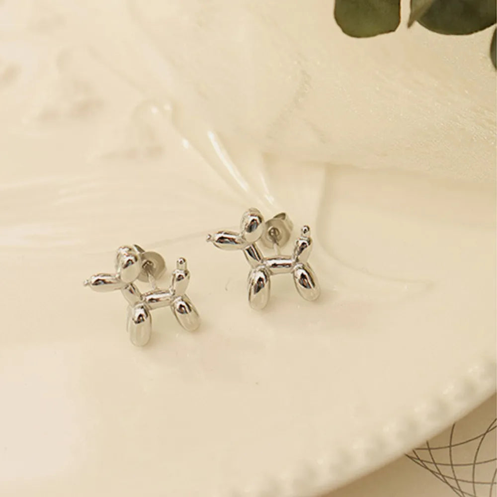 Imported Titanium Steel Puppy Shape Stud Earrings