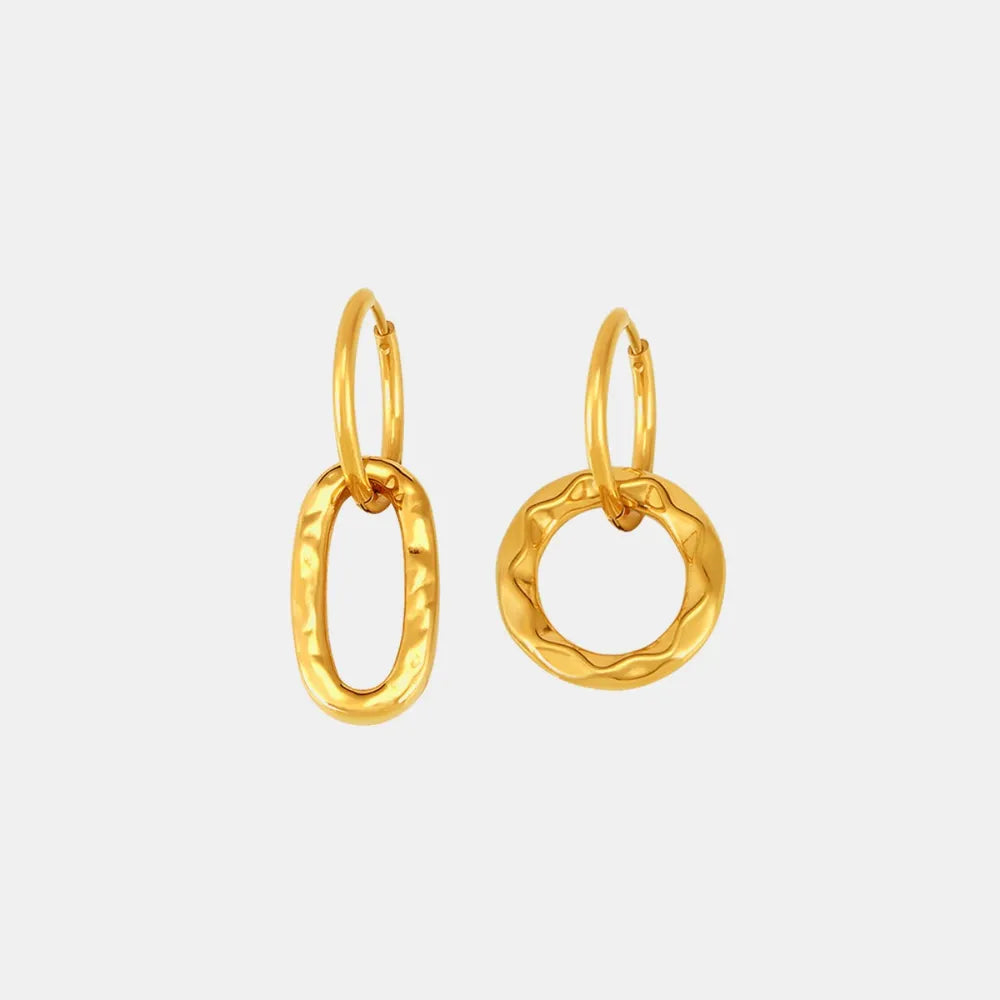 Retro Geometric Ring Buckle Titanium Steel Earrings