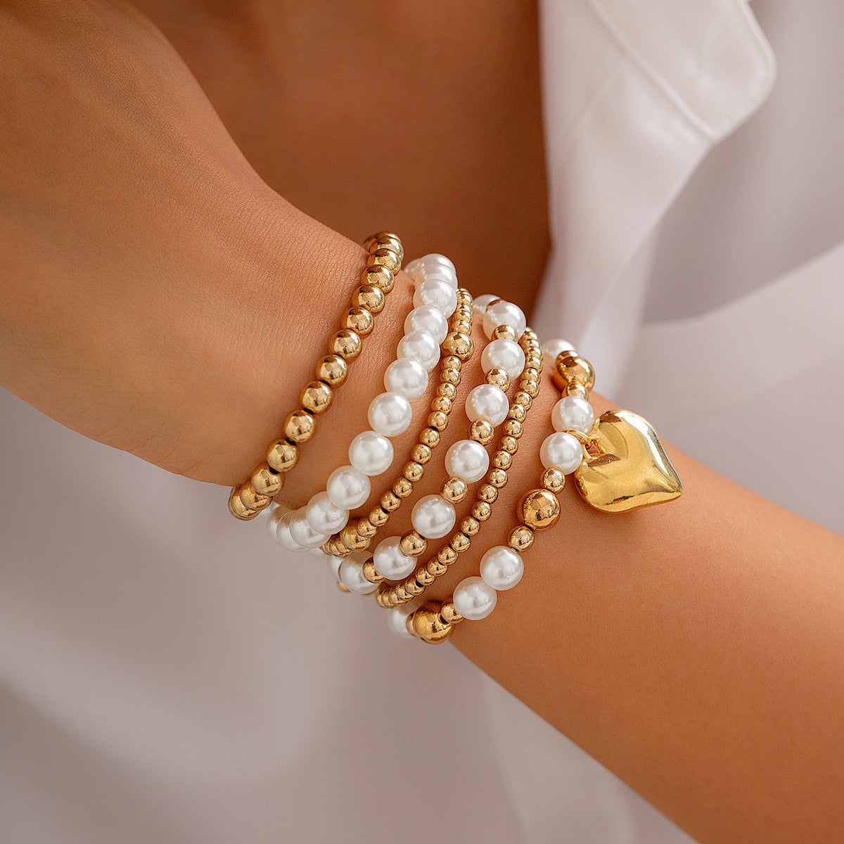 Fashion Pearl Heart Bracelet