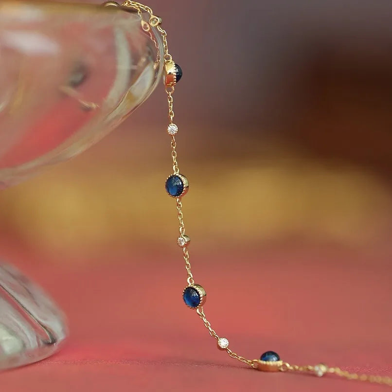 925 Sterling Silver Blue Stone Light Luxury Bracelet