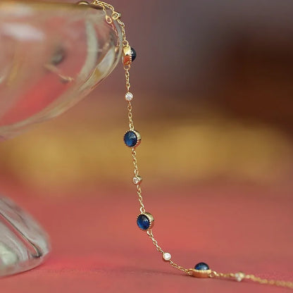 925 Sterling Silver Blue Stone Light Luxury Bracelet