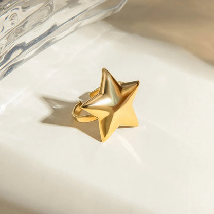 Gold Plated Stainless Steel Star - Shaped Ring