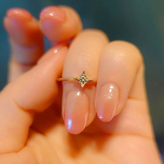 925 Silver Gold-Plated Star-Inlaid Ring