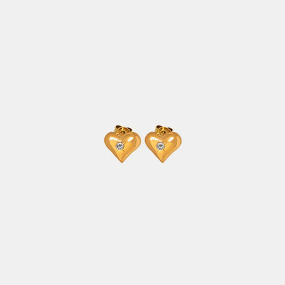 Sparkling Heart-shaped Zircon Stud Earrings