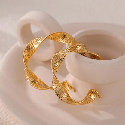 Leisure - style Titanium Steel Twisted Earrings