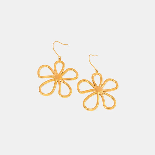 Elegant Stainless - Steel Line Flower Earrings