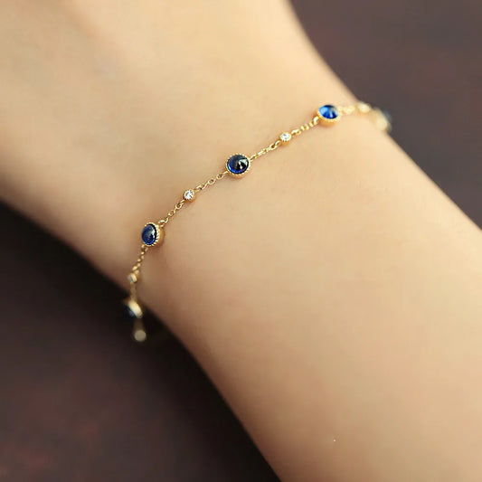 925 Sterling Silver Blue Stone Light Luxury Bracelet
