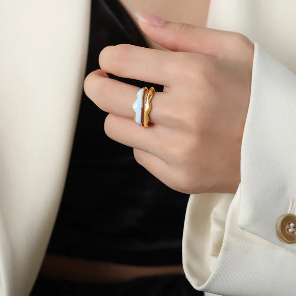 Popular Color Wavy Titanium Steel Ring