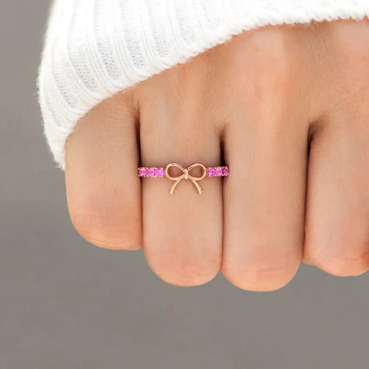 Rose Gold Bow-Knot Sparkle Ring