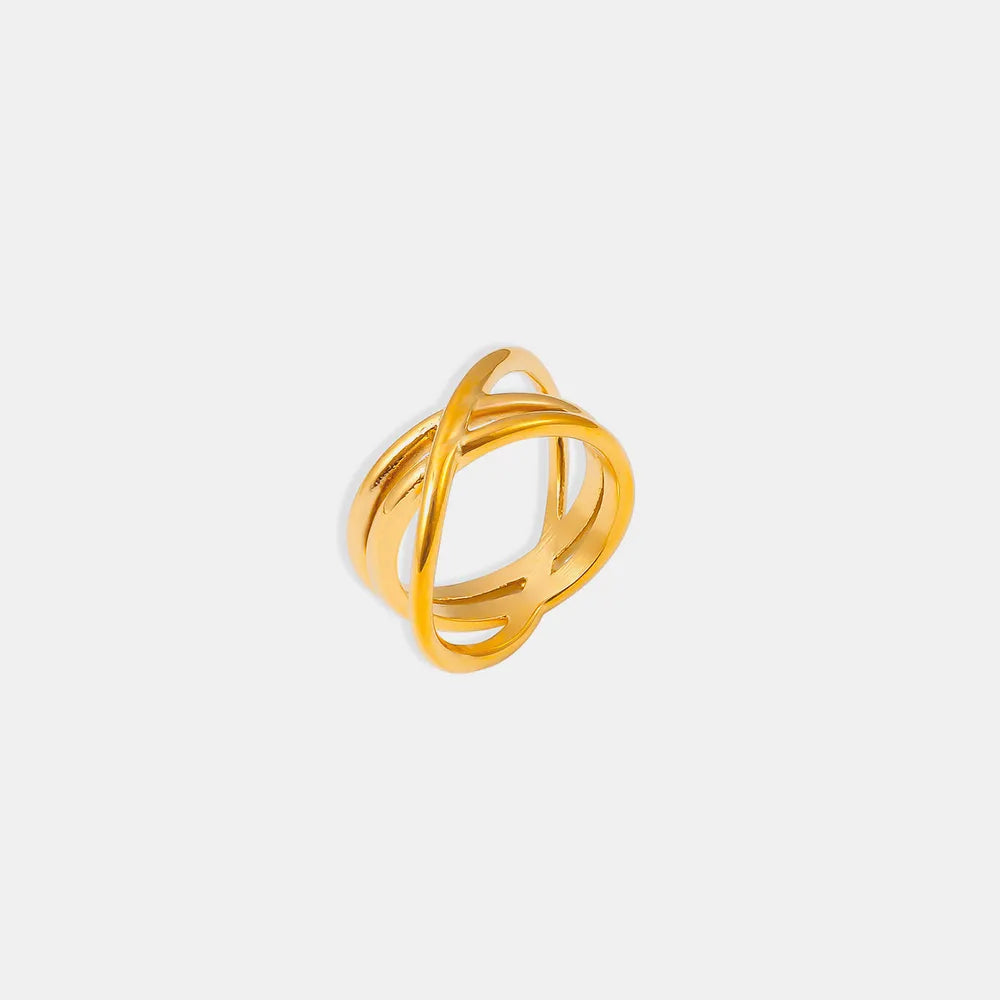 Casual Titanium Steel Gold-Plated Cross Ring