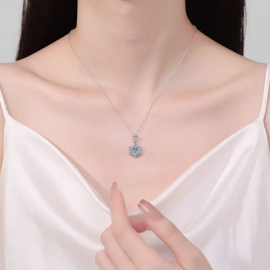 Shining Blue Gem Silver Necklace