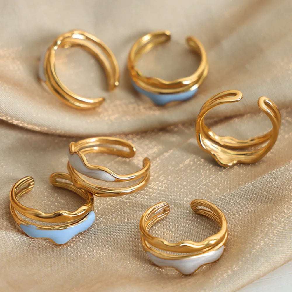 Popular Color Wavy Titanium Steel Ring