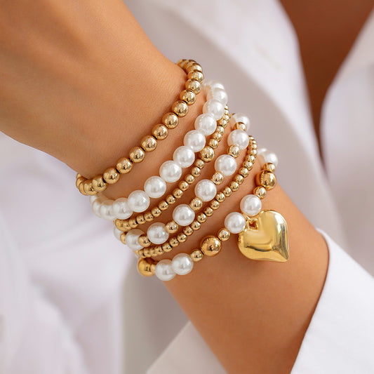 Fashion Pearl Heart Bracelet