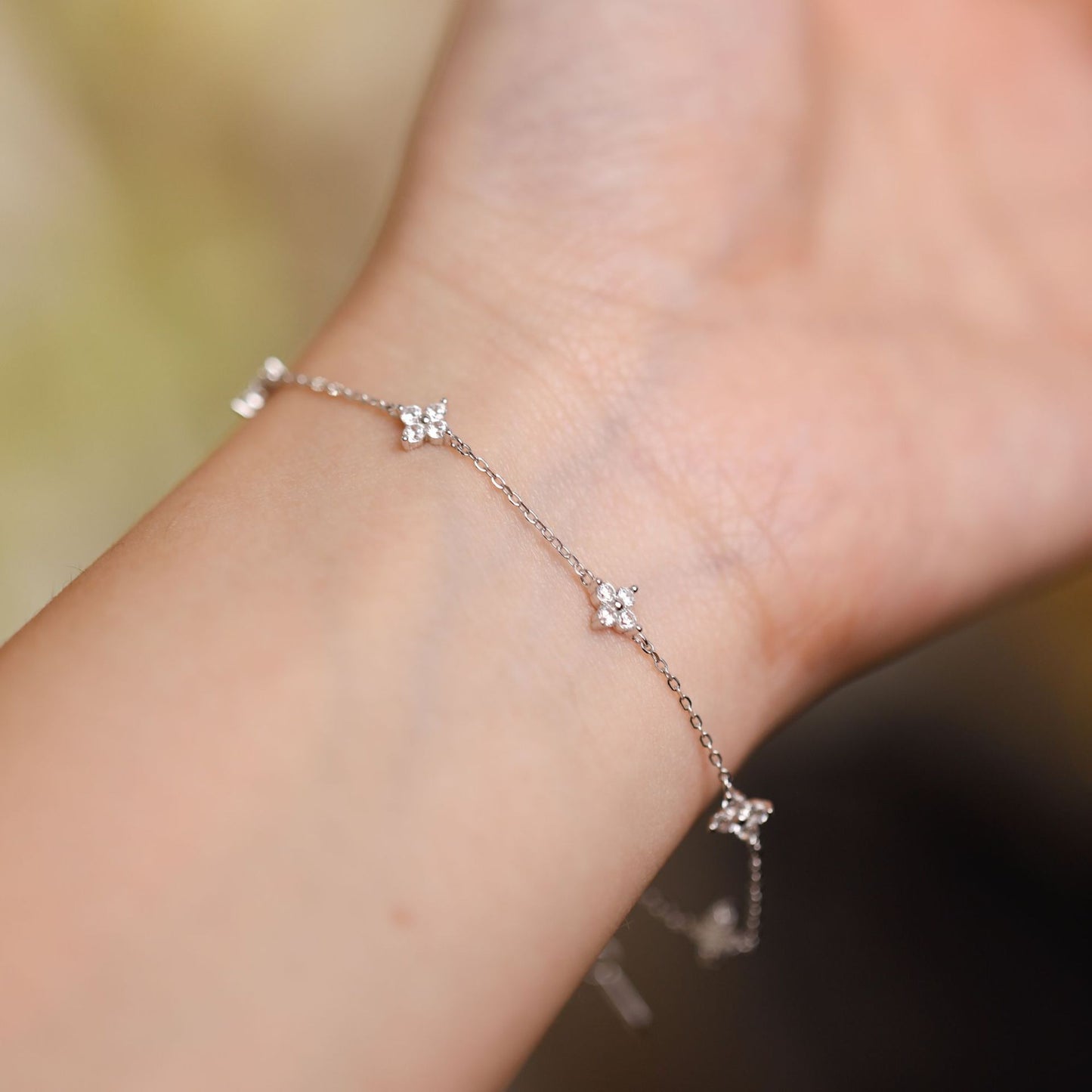 925 Silver Clover Zircon Bracelet