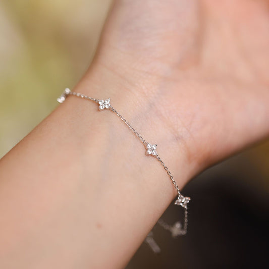 925 Silver Clover Zircon Bracelet