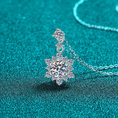 Shining Blue Gem Silver Necklace