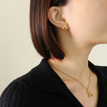 Imported Titanium Steel Puppy Shape Stud Earrings