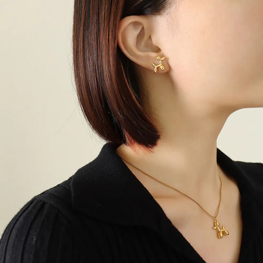 Imported Titanium Steel Puppy Shape Stud Earrings