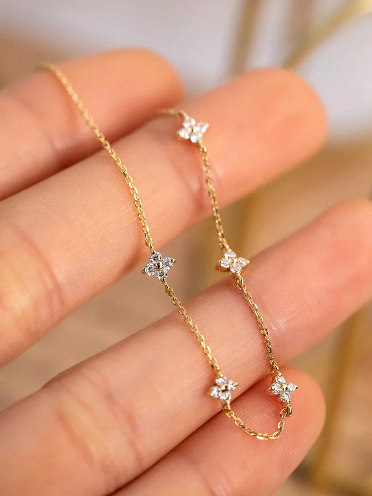 925 Silver Clover Zircon Bracelet