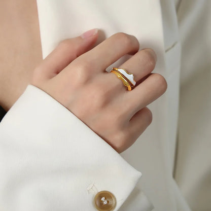 Popular Color Wavy Titanium Steel Ring