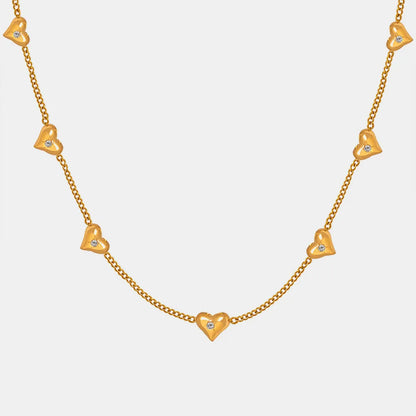 Titanium Steel Zircon Heart Collarbone Necklace