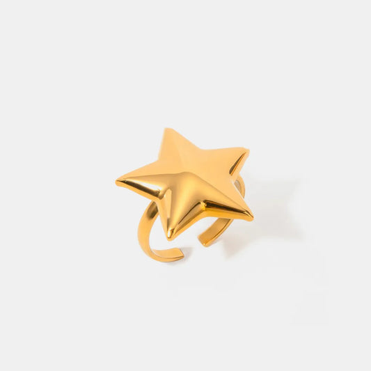 Gold Plated Stainless Steel Star - Shaped Ring