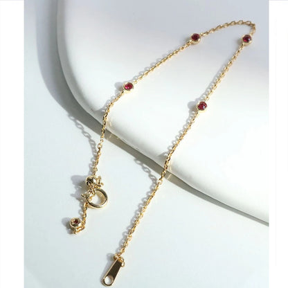 925 Sterling Silver Red Cubic Zirconia Charming Bracelet