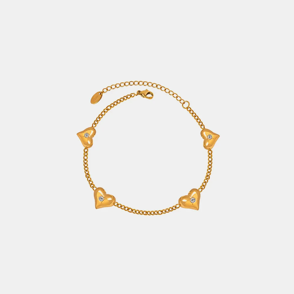 Delicate Golden Heart - shaped Charm Bracelet