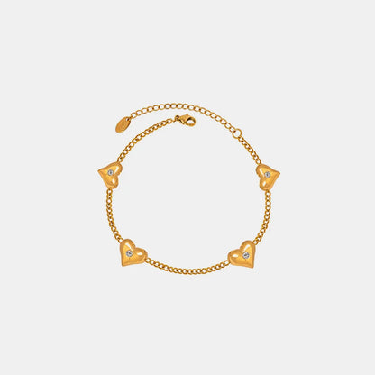 Delicate Golden Heart - shaped Charm Bracelet